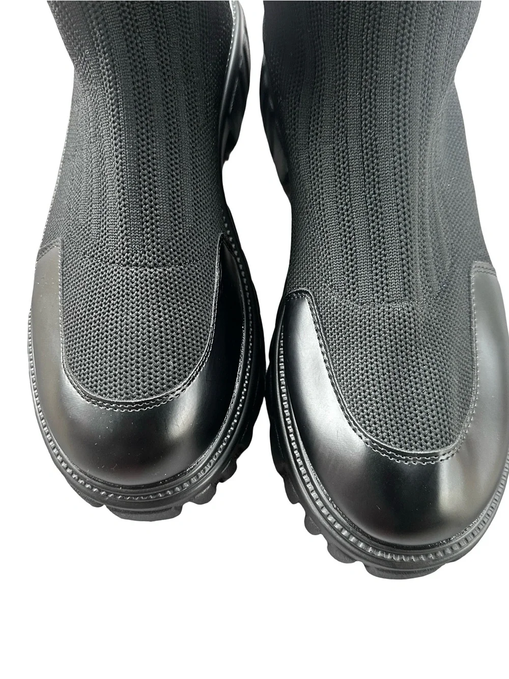 Cuccoo EU 40 Black Knee High Sock Boots Chunky Lug Sole Platform Goth Y2K